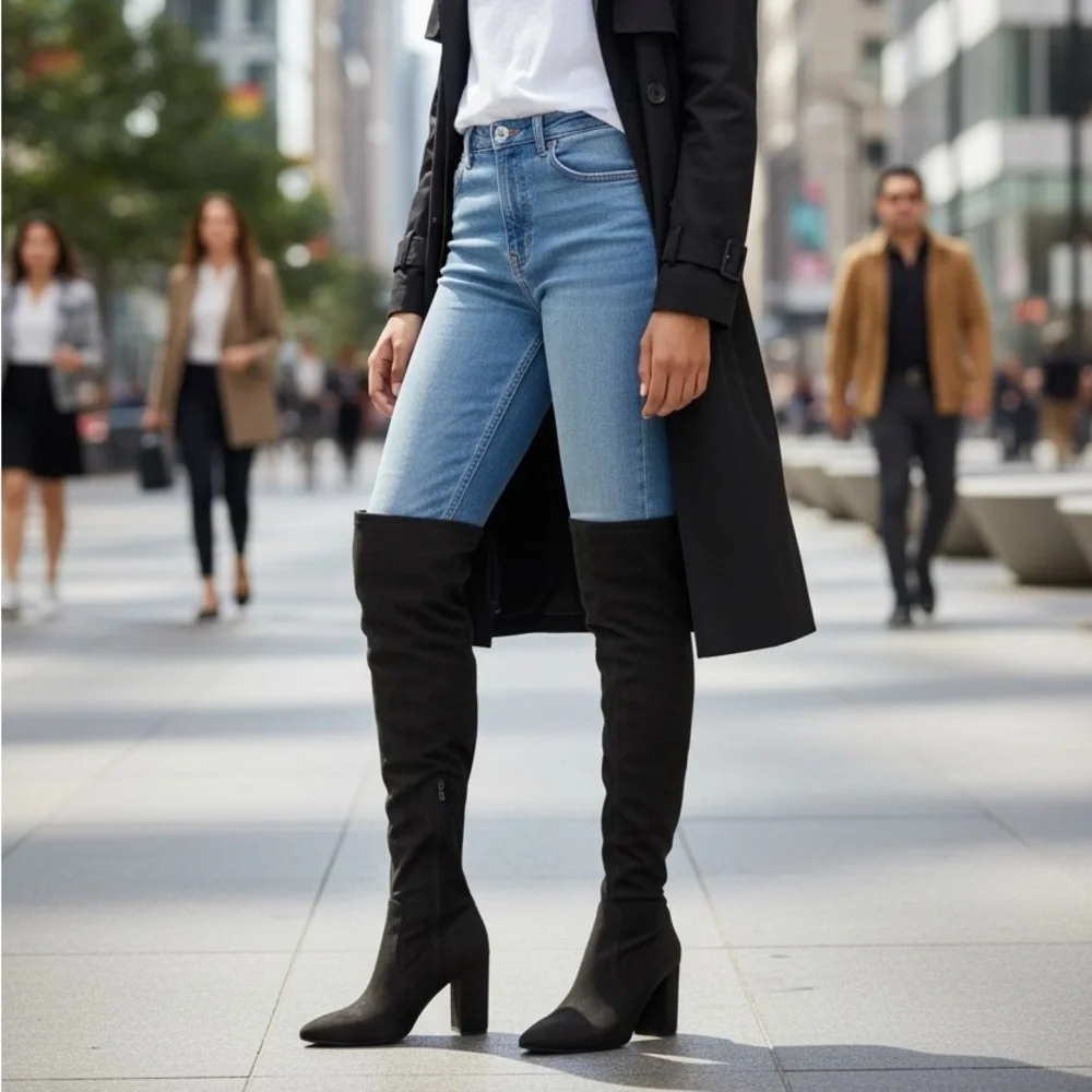 Just Fab woman’s heeled boots Aubriana black new Size 9